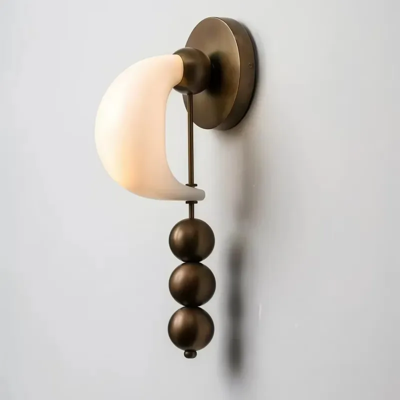Custom Cream Marble Vintage Brass Beaded LED Wall Light 5 Year Warranty AC 85-265V Family Living Room Bedroom Entrance