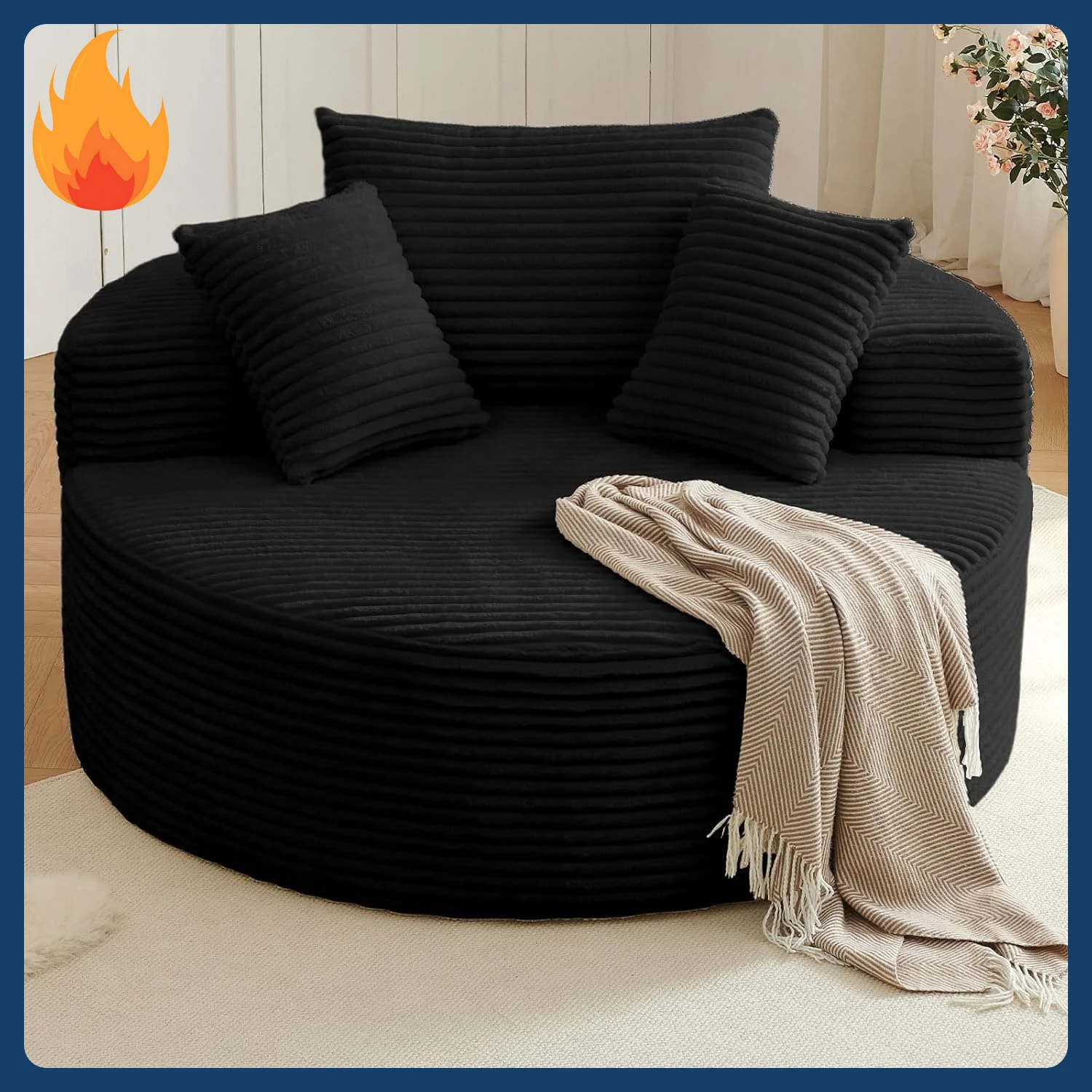 [حار بيع! ] كرسي مستدير كبير الحجم للاستراحة في الأماكن المغلقة، كرسي أريكة منجد ذو مقعد عميق على شكل سحابة كبيرة، بدون تجميع