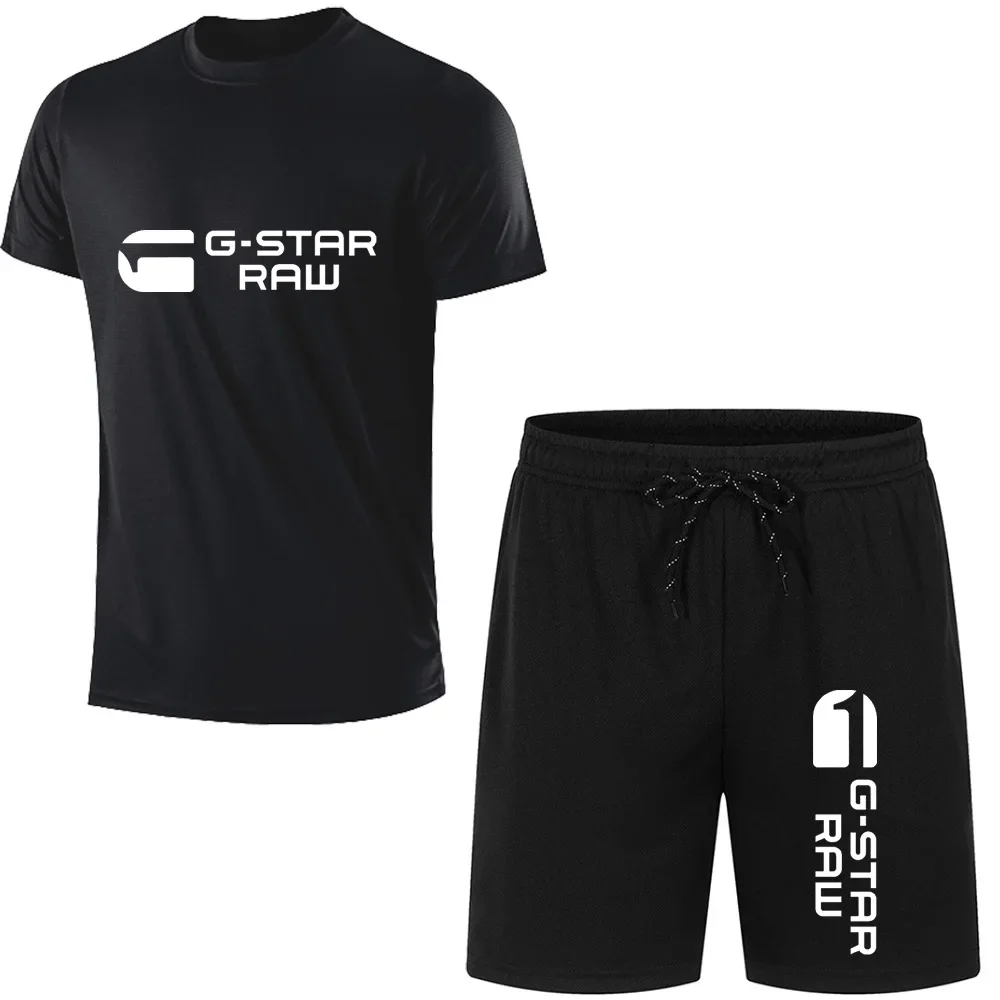 2024 Summer G-STAR Men's T-shirt Shorts set Fashion casual breathing exercise jogging fitness set 2 short sleeve sets