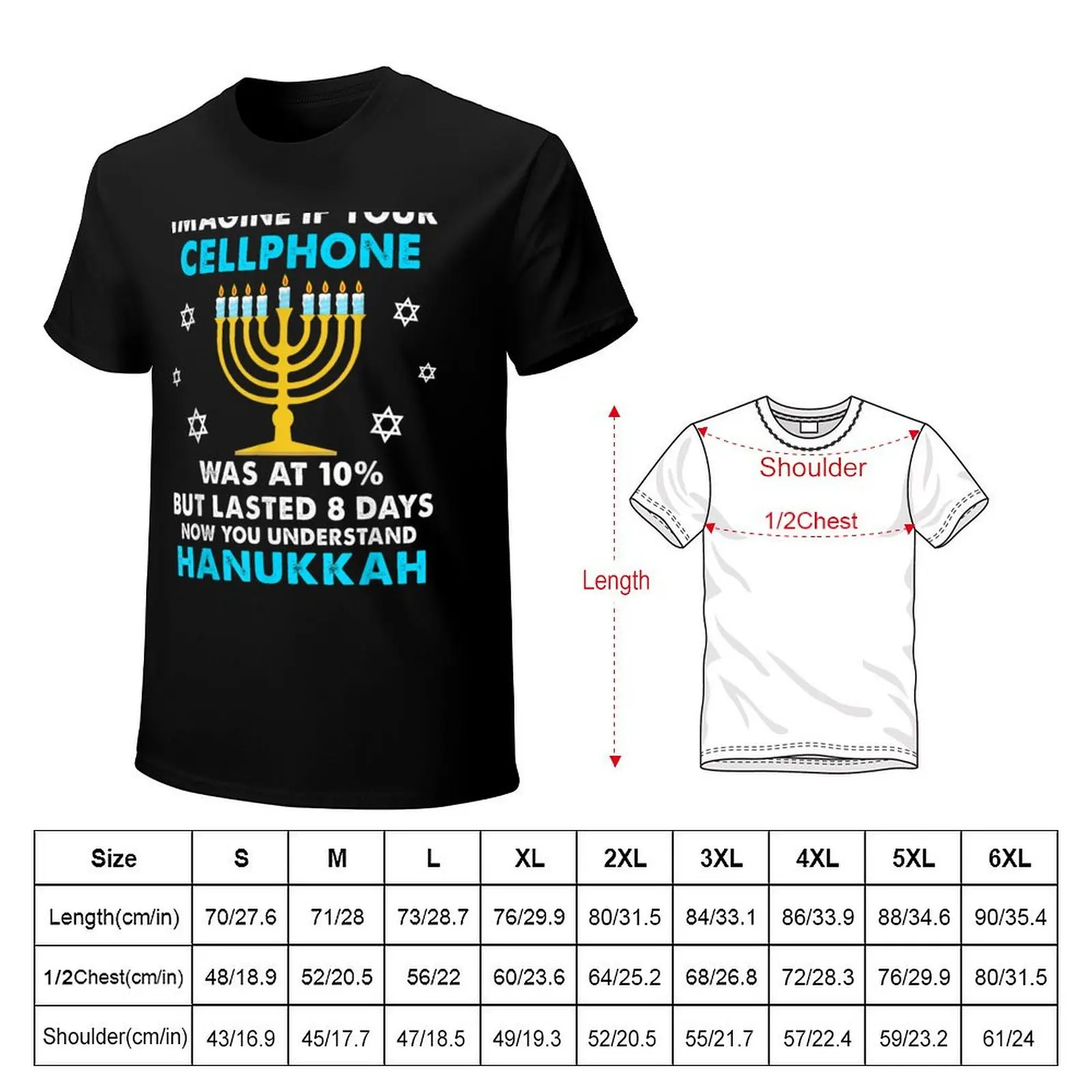 Funny Hanukkah Gifts Cellphone Chanukkah T-Shirt Casual Street Style Short Sleeve Tee