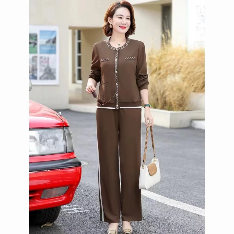 

Mom Spring Autumn Sports Suit Casual Top Thin Middle-Aged Elderly Cardigan
