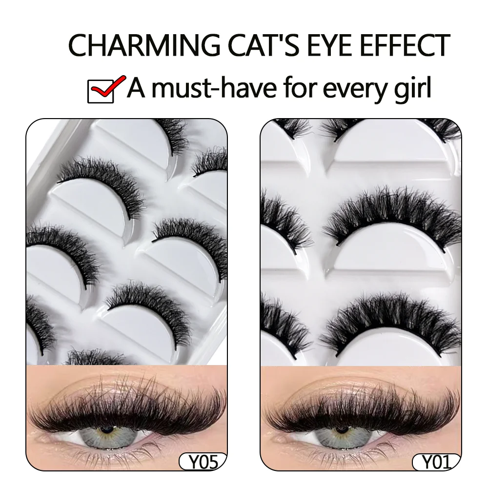 NEU 5 Paar 3D Y08 Natürliche Nerz-Falsche Wimpern Flauschiger Stil Make-up Wimpern Künstliche Wimpern Faux Cilios Schönheits-Tools – Detail 2