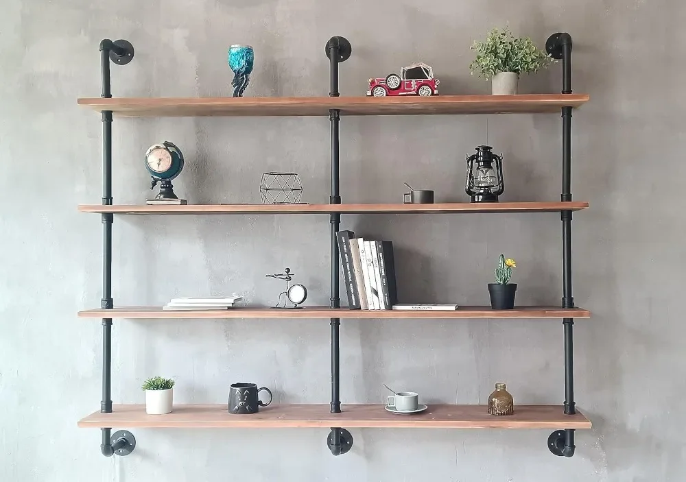 

Floating Shelves Wall Bookshelf Industrial Pipe Shelving Shelves 60 Inch Natural Wood Planks Rustic Wall Shelves Hanging