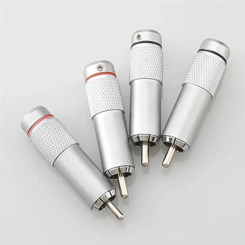 FULL-Rhodium Plated RCA Male Connector Solder RCA Plug Connector For High-End Analogue Cable Phono Plug Audio Accessory