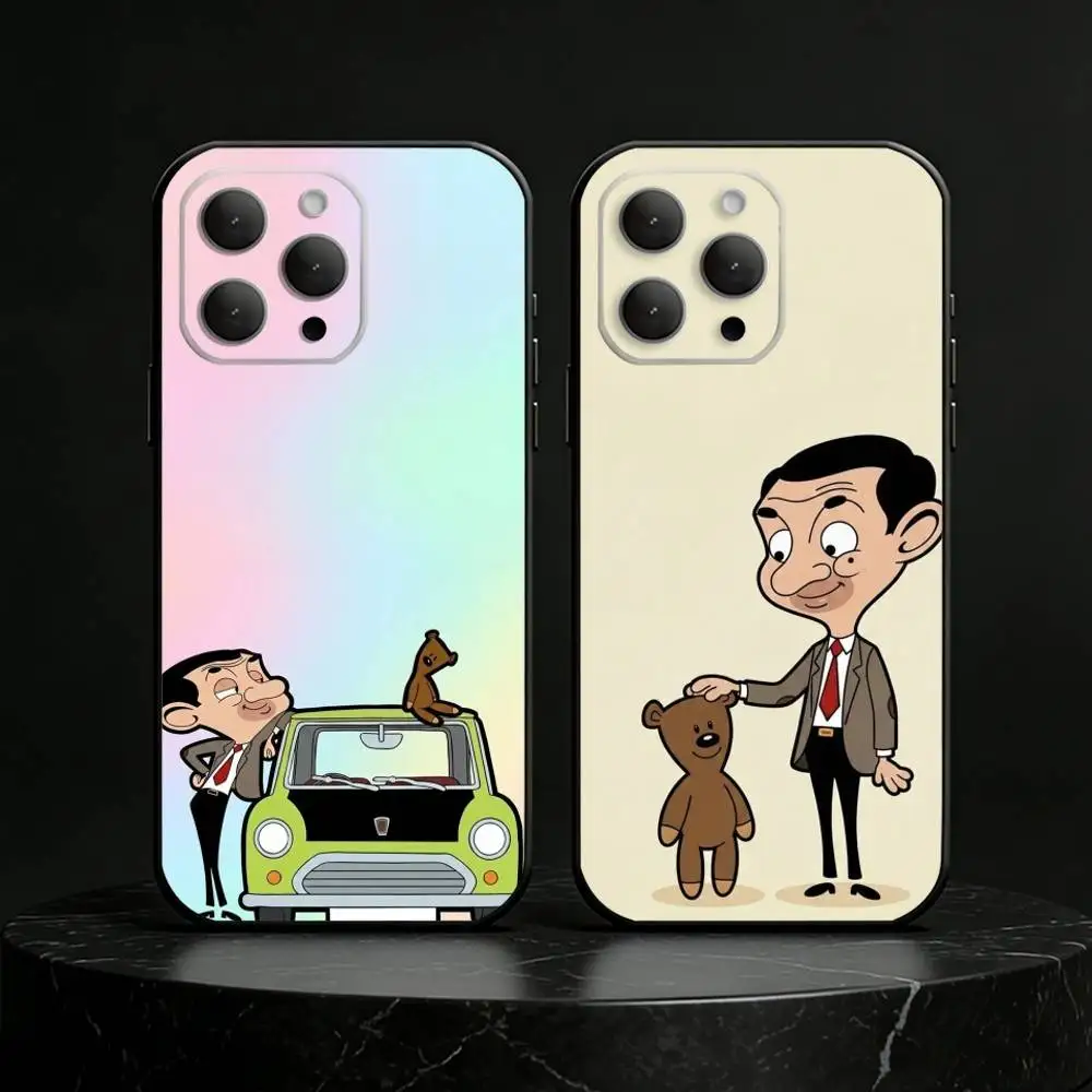 

C-Classic M-Mr B-Bean Phone Case For iPhone 17,16,15,14,13,12,11 Plus,Pro Max,SE4Soft Silicone Black Cover