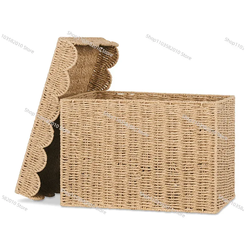 Paper rope woven clothing basket wave cover storage basket  box living room toy sundries box pastoral storage