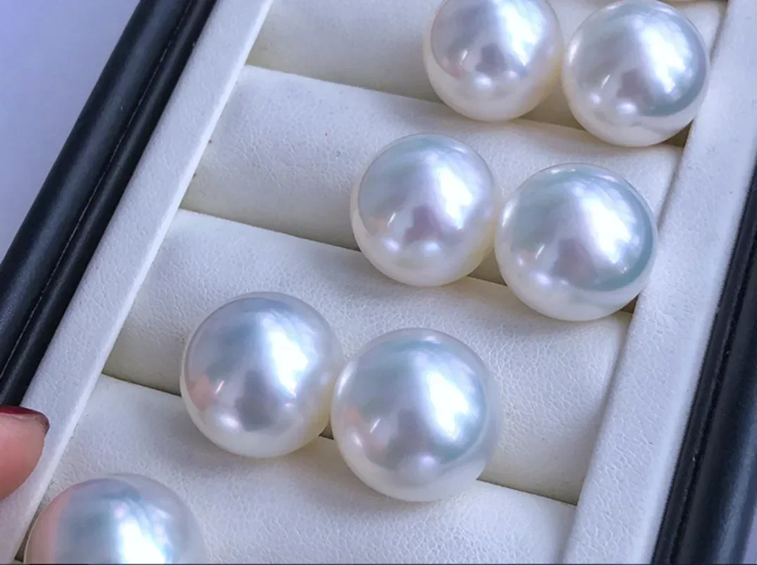 Pair of 9-10mm White Round Loose Pearl Undrilled Women Wedding Party Jewelry Making Necklace Earring Bracelet Ring Pendant