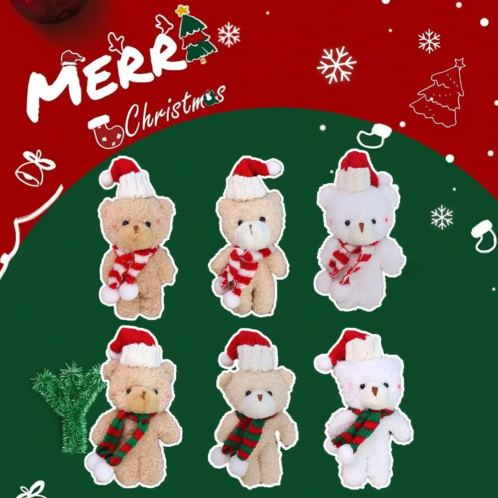 

Holiday Gift Plush Bear - Cute Blush Cheeks Teddy with Scarf, Adorable Doll Ornament & Bag Charm for Children Gift