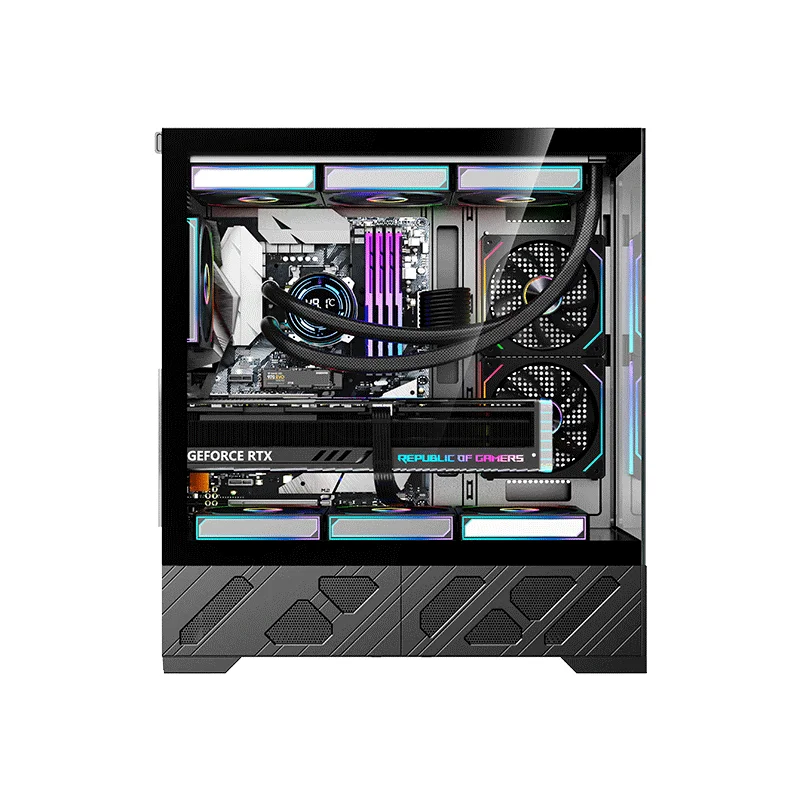 WJCOOLMAN QIANXI ATX 게이밍 컴퓨터 케이스(5.5인치 LCD 화면 지원, 360 수냉식 및 ATX 마더보드 지원)