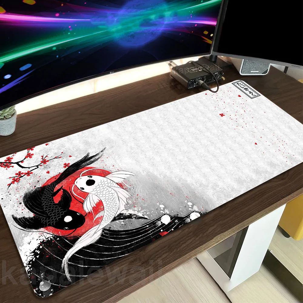 

Yin Yang Fish Gaming Mousepad Game Slipmat Gamer Japanese Style Koi Mouse Pad Keyboard Pads Mausepad Large Office Desk Mat