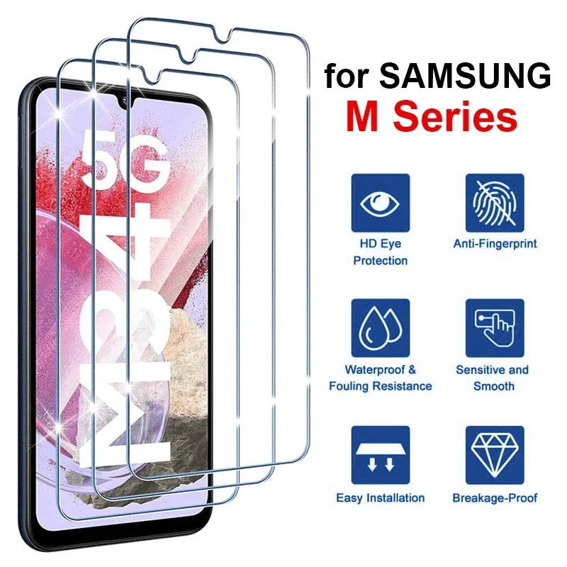 

3Pcs Protective Glass for Samsung M51 M52 5G M53 M54 M40 M42 M30S M30 M31S M31 M32 4G M33 M34 M20 M21 M12 M13 M14 Tempered Glass