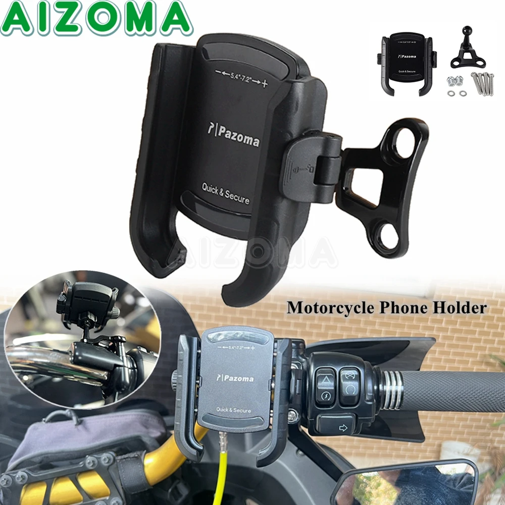 Motorcycle Smartphone Bracket One-Touch Quick Lock Handlebar Mount Phone Holder For Harley Dyna Wide Super Glide Low Rider 06-up