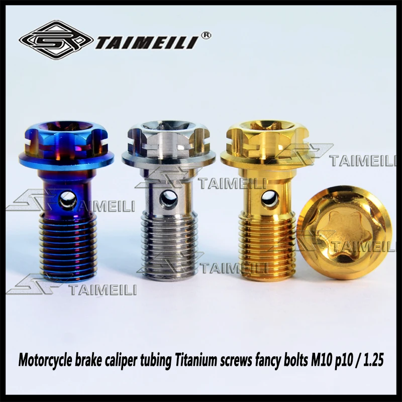 TAIMEILI 1pcs/ Motorcycle Brake Caliper Tubing M10 p1.0/1.25 Titanium Screws Fancy Bolts