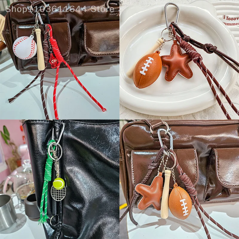 

Handmade Baseball Personalized Keychain Creative Simple Diy Rope Pendant Y2k Tassels Trendy Accessory