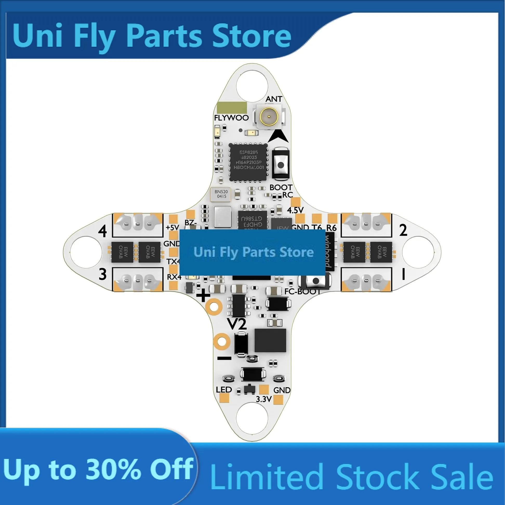 All in One Flywoo GOKU F405 HD 1S 5A  V2 FC Pre-welded JST1.25 Flight Control for Ultra-miniature 1S HD Car