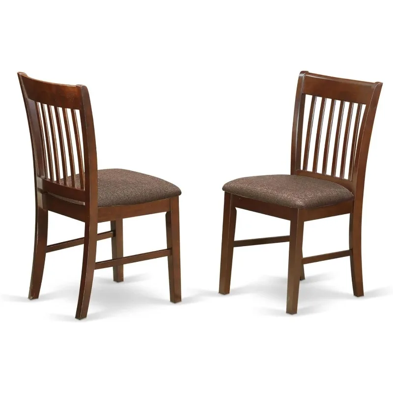 

East West Furniture NFC-MAH-C Стулья для столовой Norfolk — деревянные стулья с обивкой из льняной ткани, набор из 2 шт., красное дерево