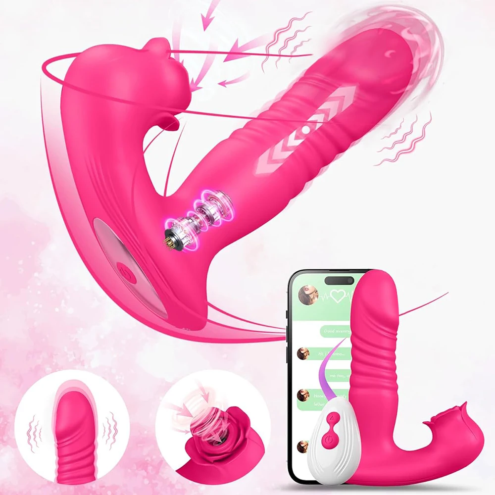 Vibrator for Women Rose Sucking Clit Stimulation Thrusting Dildo Vibrating Massager Female Vagina Masturbator SexToy Adult Goods