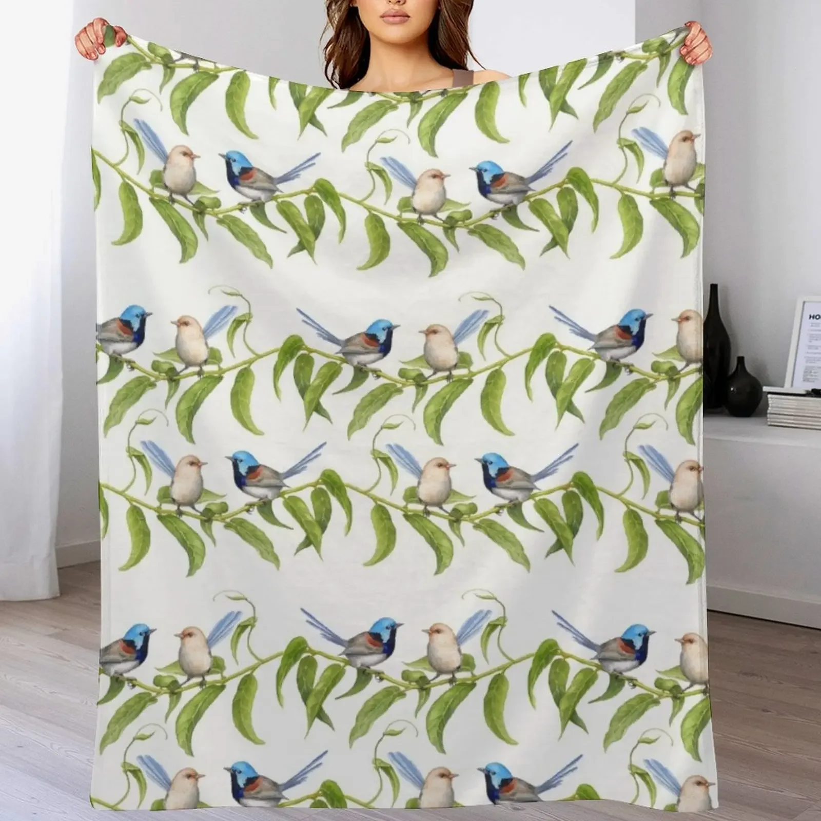 

Variegated Fairy-Wrens - by Nadya Neklioudova Throw Blanket warm for winter Flannel Fabric Decoratives Quilt Blankets