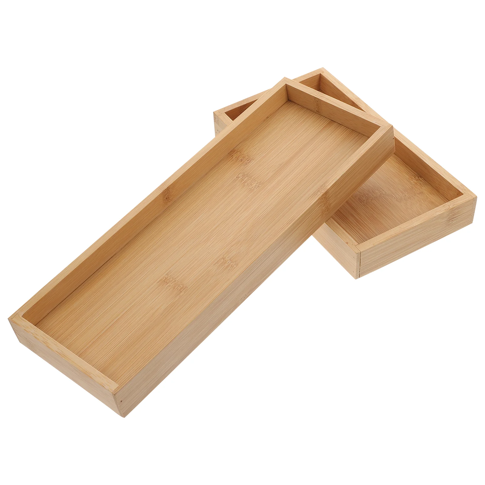 

2 Pcs Coffee Table Decor Bamboo Plate Set Two Snack Serving Tray Tea for Party Wooden Fruit Water Cup Household Bread