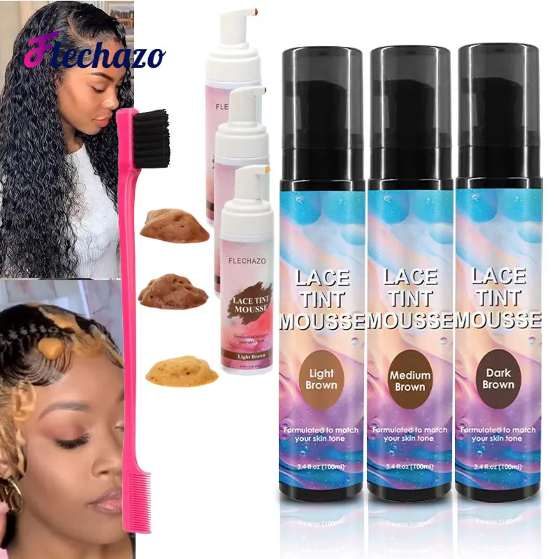 Renda warna Mousse Wig tahan air warna Mousse untuk Toupees cahaya sedang coklat tua Wig knot sehat cepat kering Wig tidak ada residu