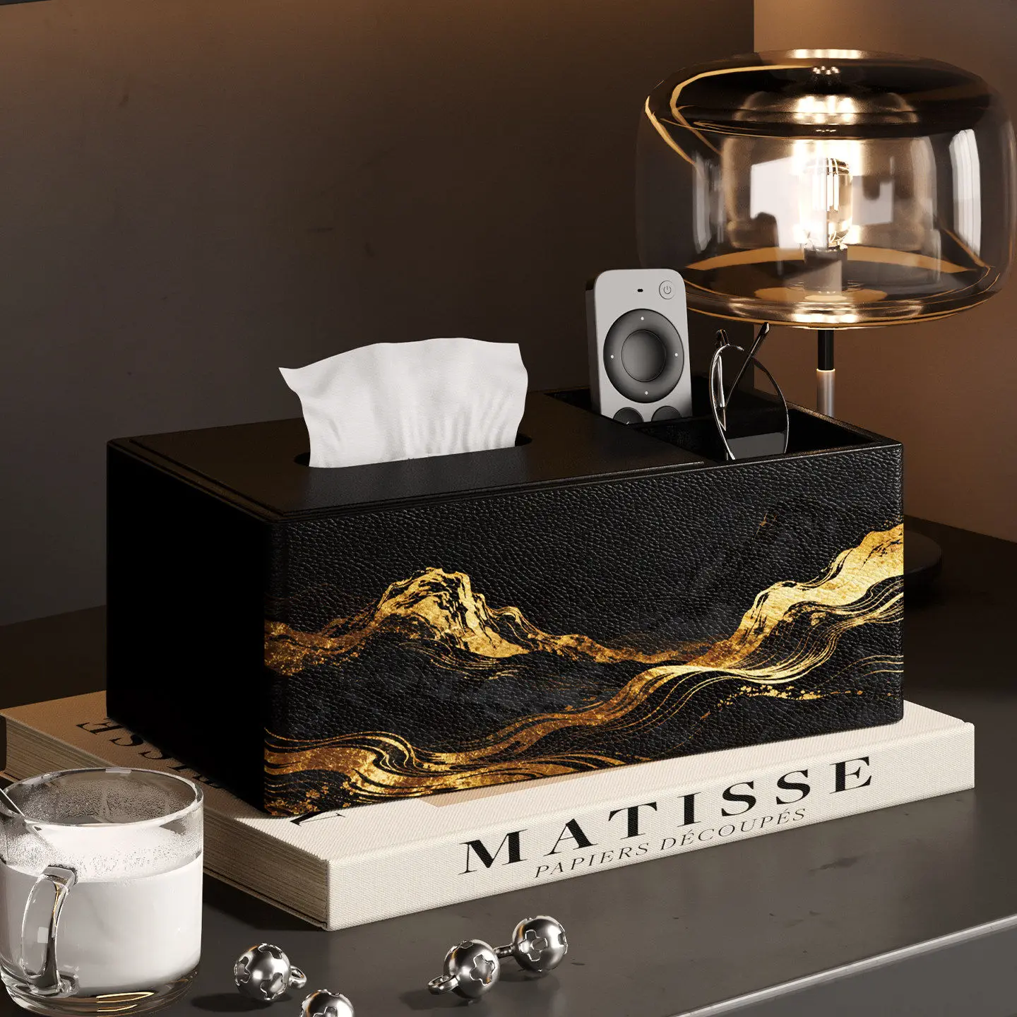 

Modern Luxury Leather Tissue Box Living Room Bedroom Drawer Storage Organizer Rectangle Plastic Base Home Decorative Element