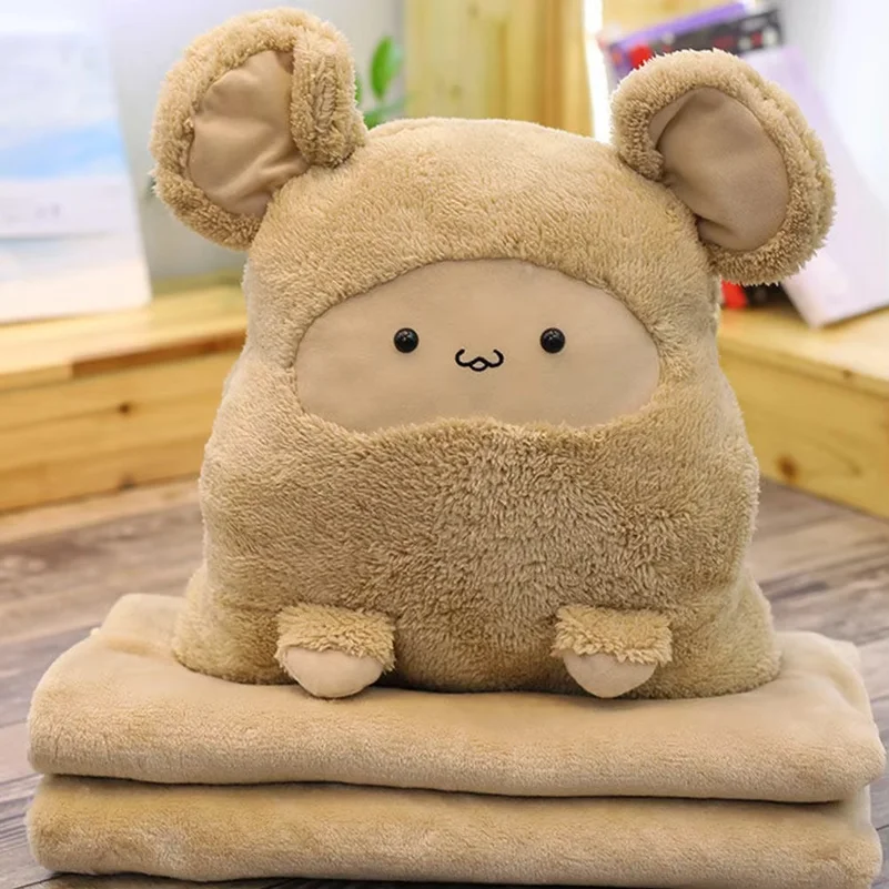 1Pcs Cartoon Air Conditioner Nap Blanket Pillow 2-in-1 Small Quilt Cushion Soft Comfortable Warm Home Office Sleeping Supplies