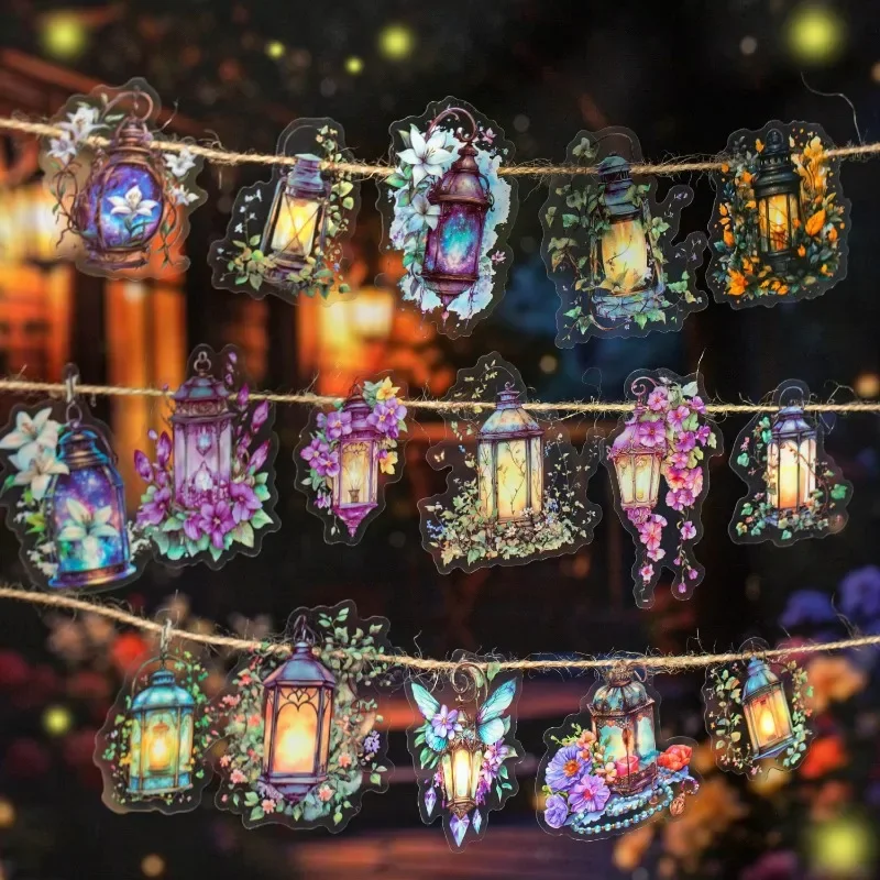 15Pieces handbook decorative Supplies stickers material diy Lights of the firefly series of lights Stationery collage 137*84mm