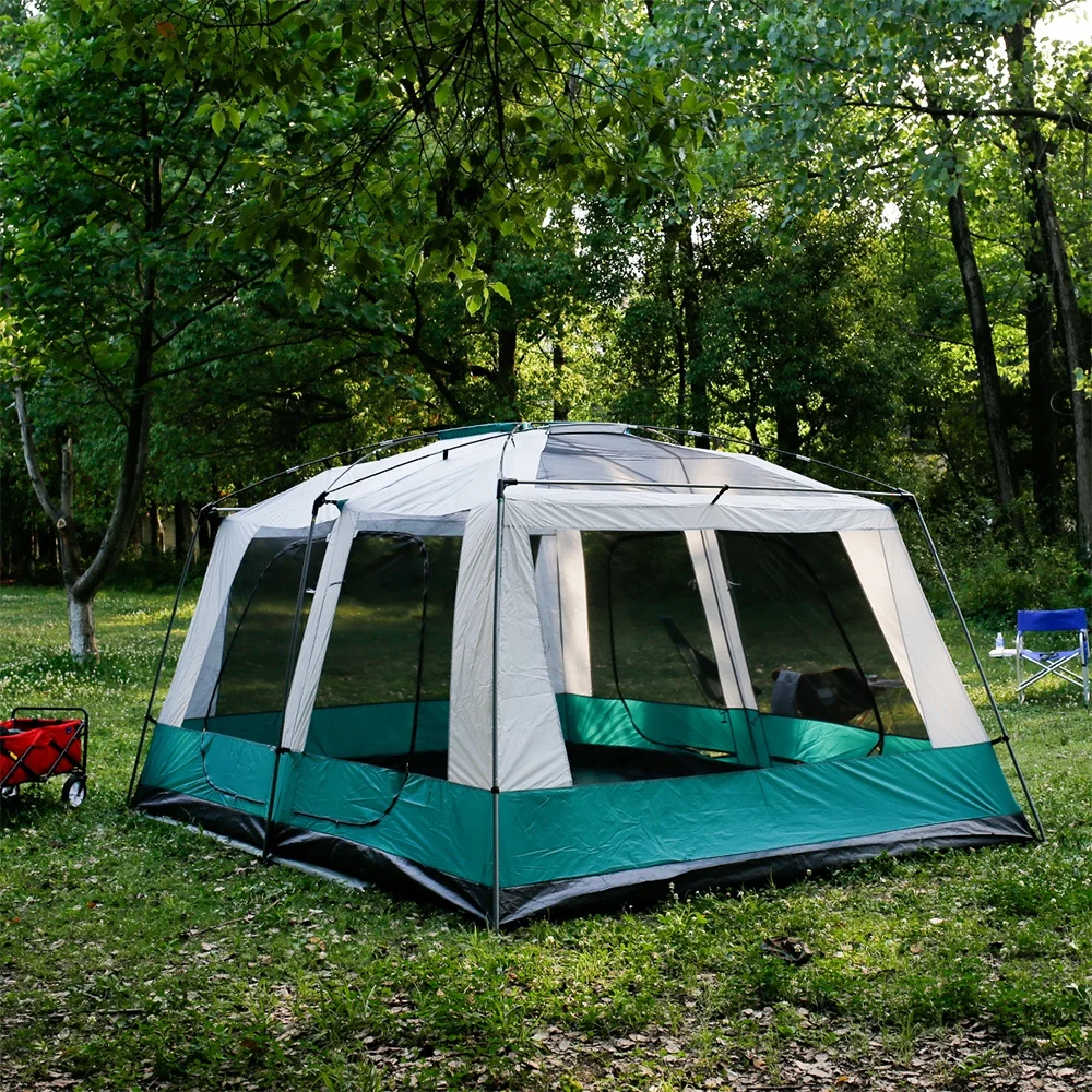 

High quality luxury large 8 people 10 people sleeping 2 doors 4 season family travel waterproof family camping tent