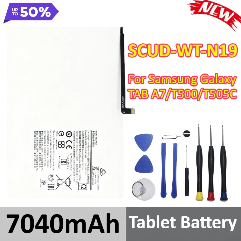 

SCUD-WT-N19 7040mAh Tablet Battery for Samsung Galaxy TAB A7 T500 T505C T500 Replacement Lithium Battery +Tools