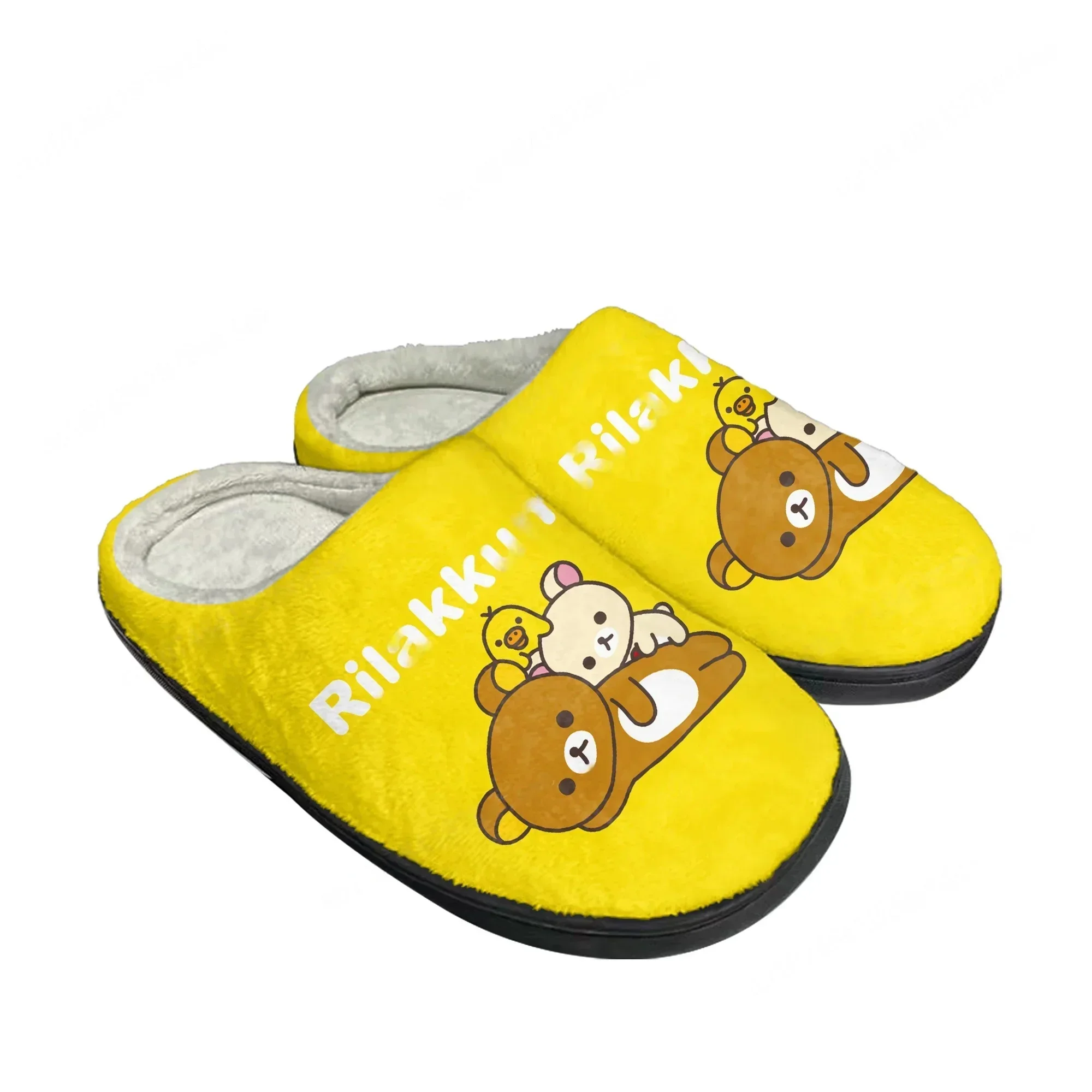 

Домашние хлопковые тапочки Rilakkuma для мужчин и женщин, плюшевые, для спальни, повседневные, теплые, в японском аниме-стиле, термо-тапочки для дома