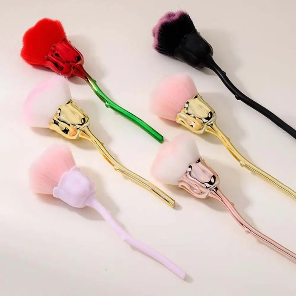 Escova de limpeza de poeira para arte em unhas, flor rosa, lã de nylon, fibra macia, ferramenta cosmética, base criativa, ferramenta de maquiagem