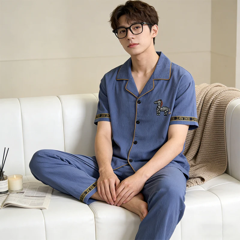 

Мужской комплект для сна и дома: вышитые шорты с пони, свободный крой, на все сезоны, для молодежи и студентов, большие размеры