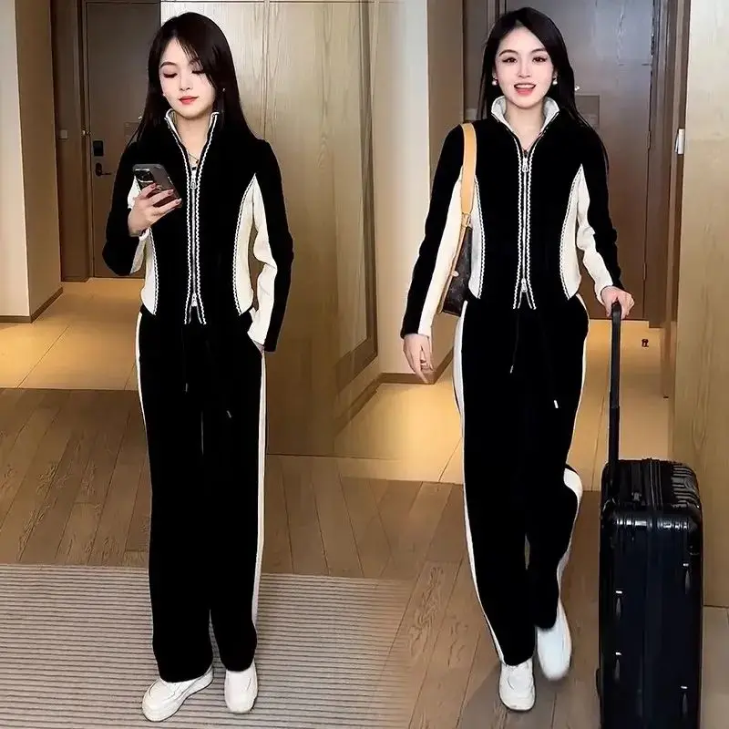 2024 Spring and Autumn Korean Edition New Korean Fashion Casual Cardigan Sportswear Set Women's Two Piece Set