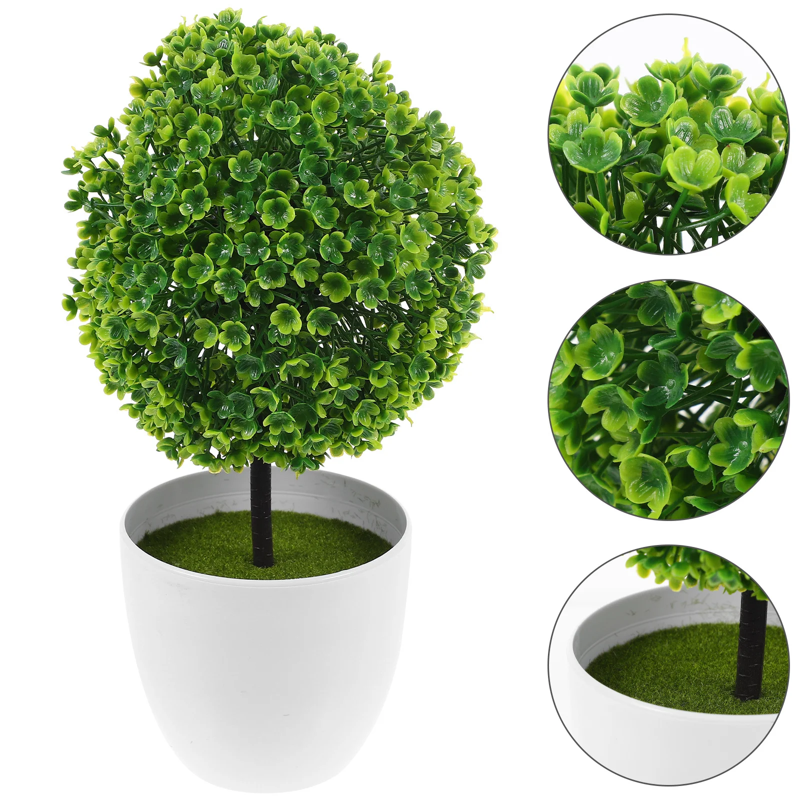 

2Pcs Simulated Plant Bonsai Artificial Green Plastic Flower Ball Decorative Potted for Desktop Window Sill Relaxation Ornament