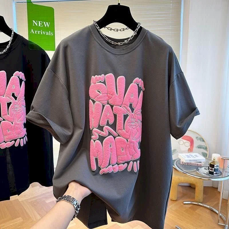 

Aesthetic T-shirts for Women Harajuku Printed Tees Oversized Casual Korean Style Crop Tops Short Sleeve O-neck Vintage Clothes