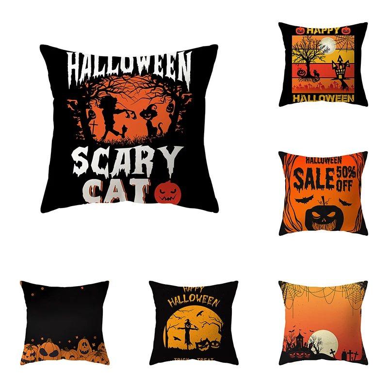 

Pumpkin Halloween Theme Pillow Cover Sofa Cushion Holiday Gift Party Decoration Home Decor