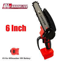 Fit for Milwaukee 18V Battery Electric Chainsaw 6 Inch Cordless Chain Saw Pruning Cutting Garden WoodworKing Power Tools