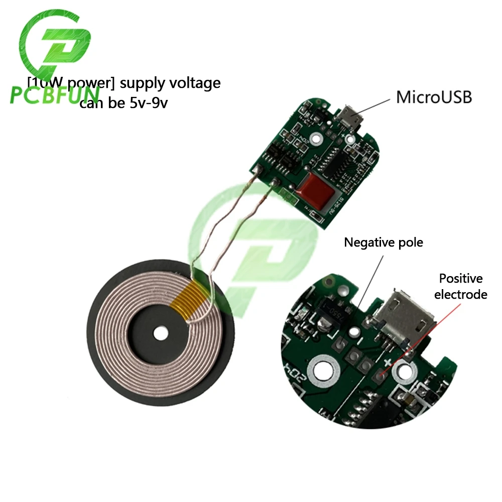 TYPE-C MICRO-USB 5V 9V 5W-10W 15W Wireless Charger Module Transmitter PCBA Circuit Board Coil For Qi Standard Wireless Charging