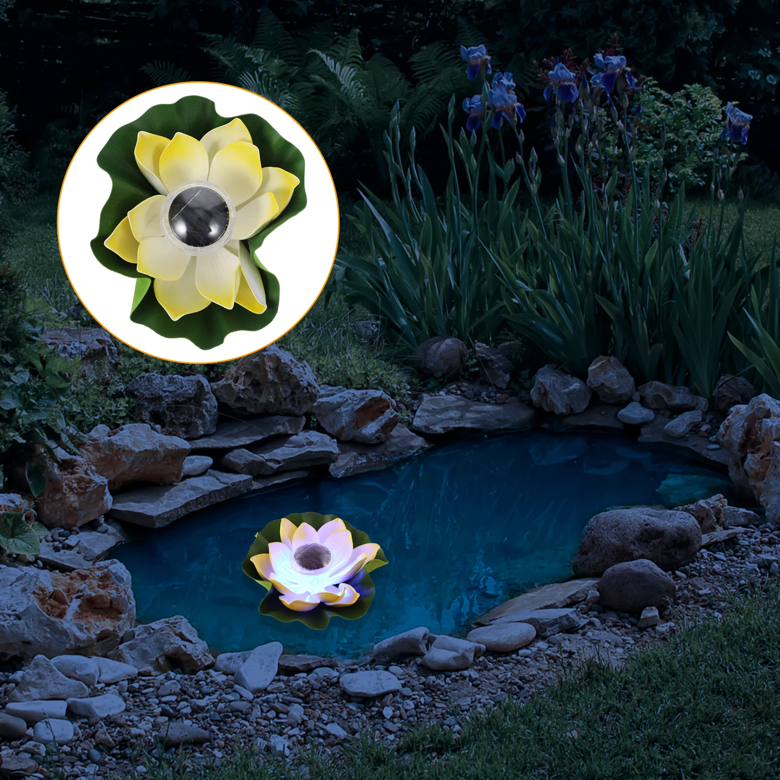 Solar Lotus Lamp Pond Decoration Outdoor Floating Light Led Lights for Pool Waterproof Flowers
