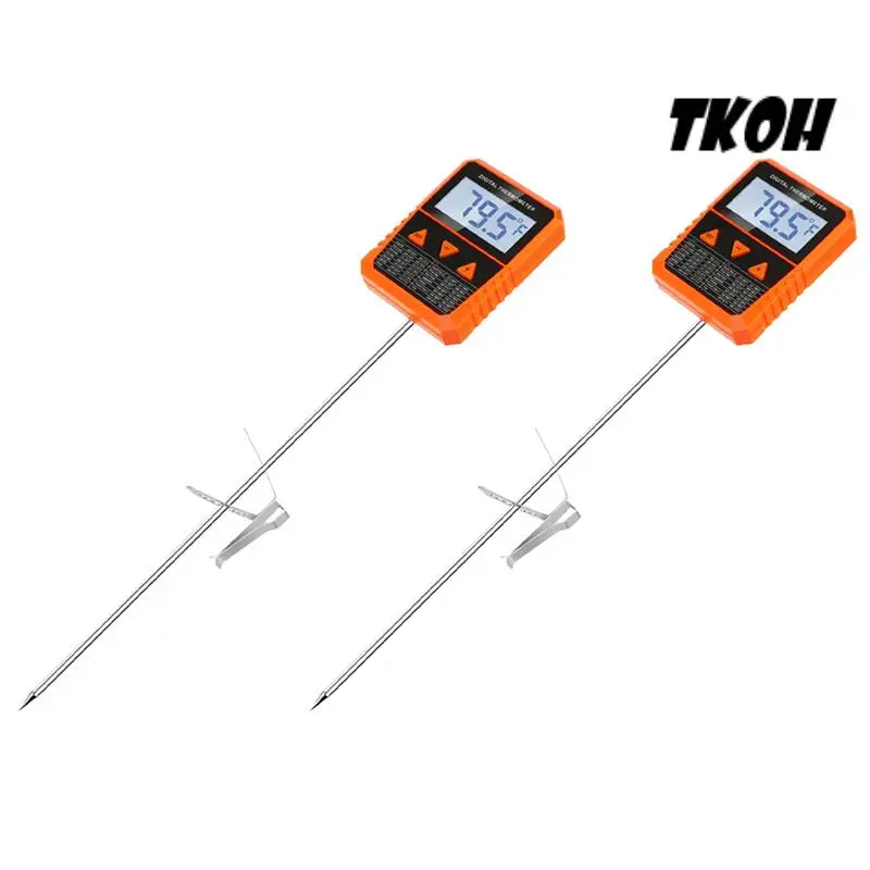 

TKOH-2X Probe Candy Thermometer With Pot Clip,Alarm Function,IPX6 Waterproof Rotatable Large Display Deep Fry Oil Thermometer