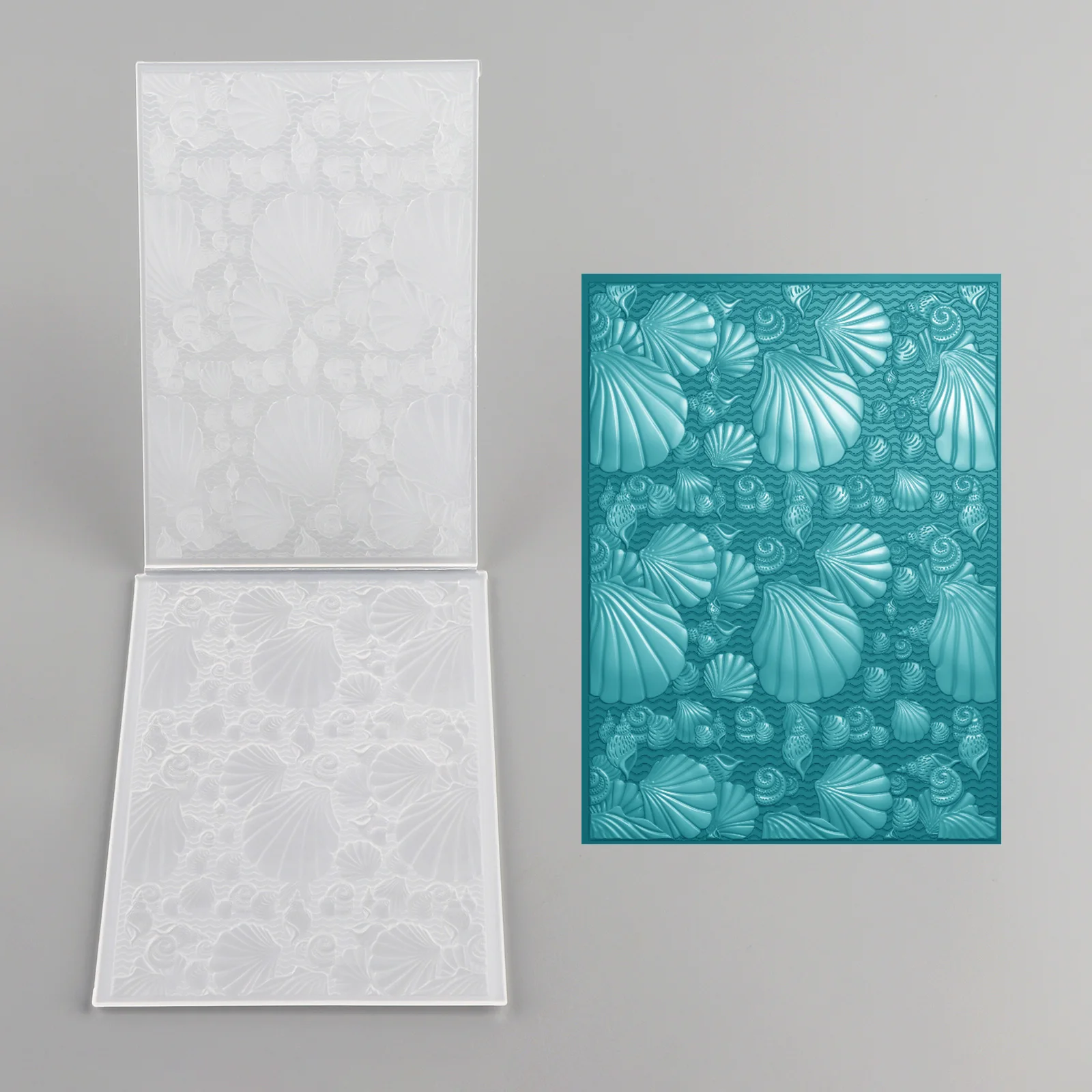 3D Stereo Ocean Seashell Wave Embossing Folder Clear Plastic Conch Emboss Plate Summer Beach Card Making Scrapbook Album Decor