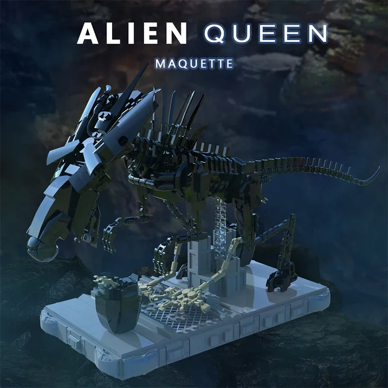 899pcs Alien Queen Model Bricks Moc Heterosexual Monsters Science Movie Building Blocks Sets for Predator Animal Brick Kid Toy