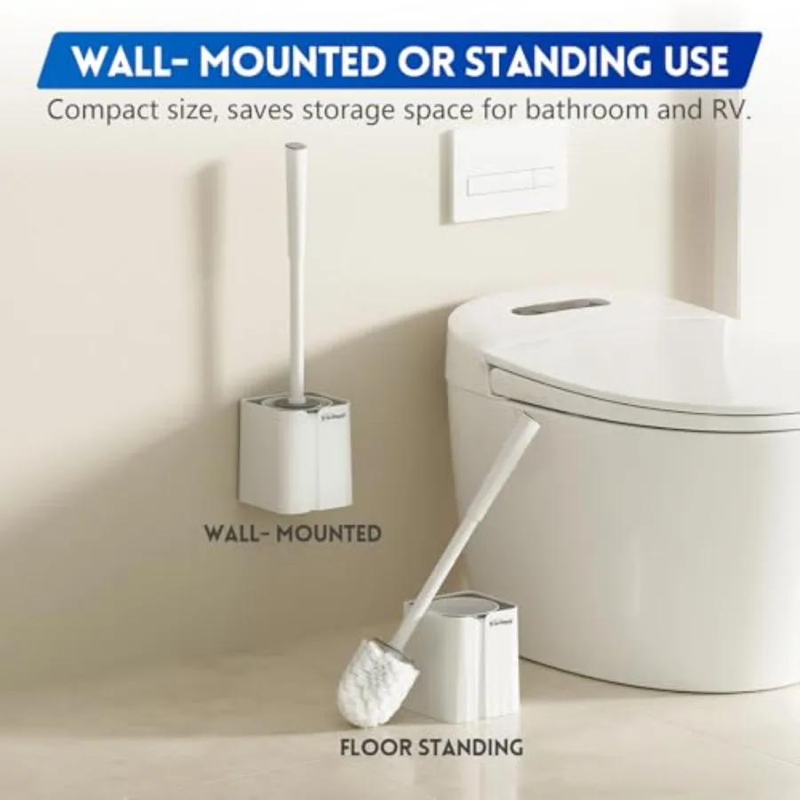 Toilet Bowl Brush and Holder Set, Compact Toilet Scrubber Brush for RV and Bathroom Cleaning, Durable Classic 360°PP Bristle, D view 6