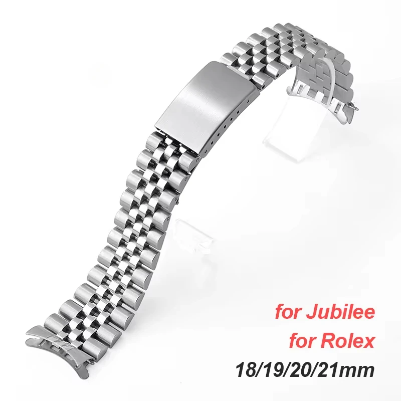 18mm 19mm 20mm 21mm Solid Stainless Steel Watchband for Rolex DATEJUST Curved End Metal Wristband for Jubilee Business Bracelet