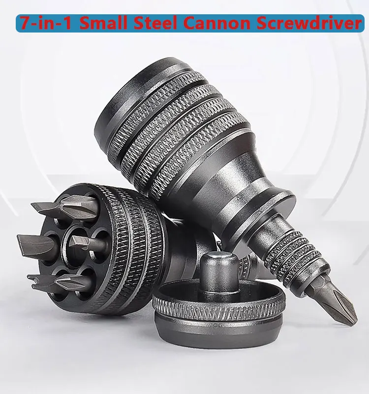 7-in-1 Industrial Mini Screwdriver Set - Aluminum Alloy Handle with High Hardness Phillips/Slotted Bits Multi-Function EDC Tool