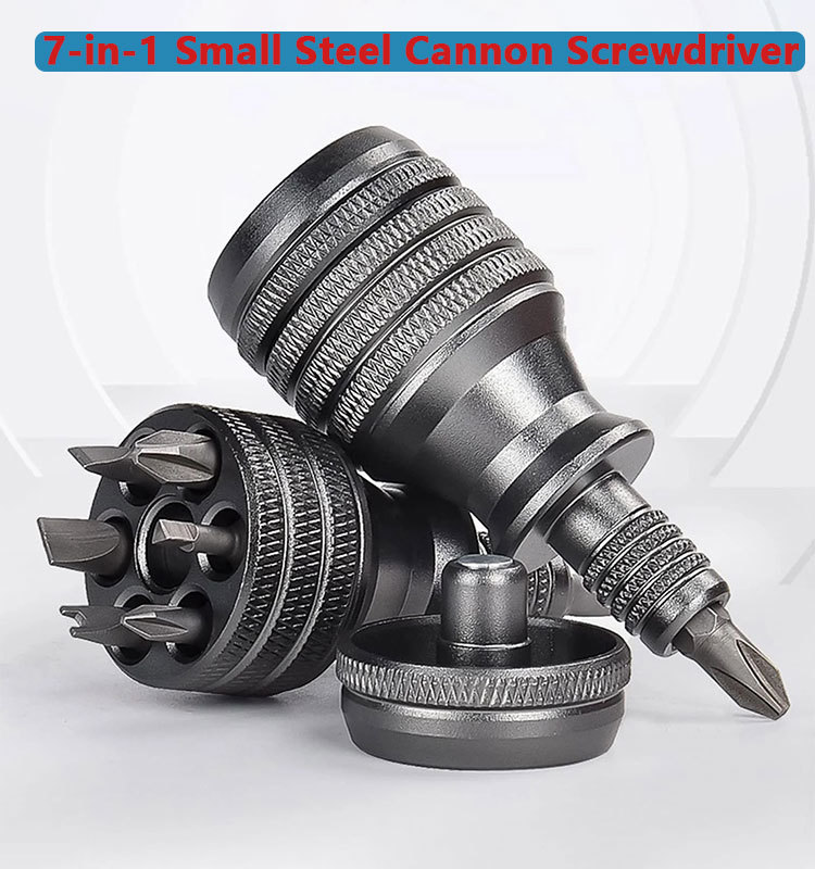  7-in-1 Industrial Mini Screwdriver Set - Aluminum Alloy Handle with High Hardness Phillips/Slotted Bits Multi-Function EDC Tool 