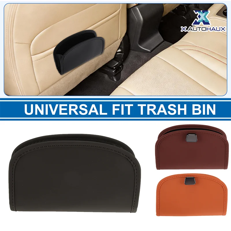 X Autohaux Adhesive Auto Car Trash Can Semicircle Bin Faux Leather 1 Pc Universal Garbage Storage Box Car Interior Accessories