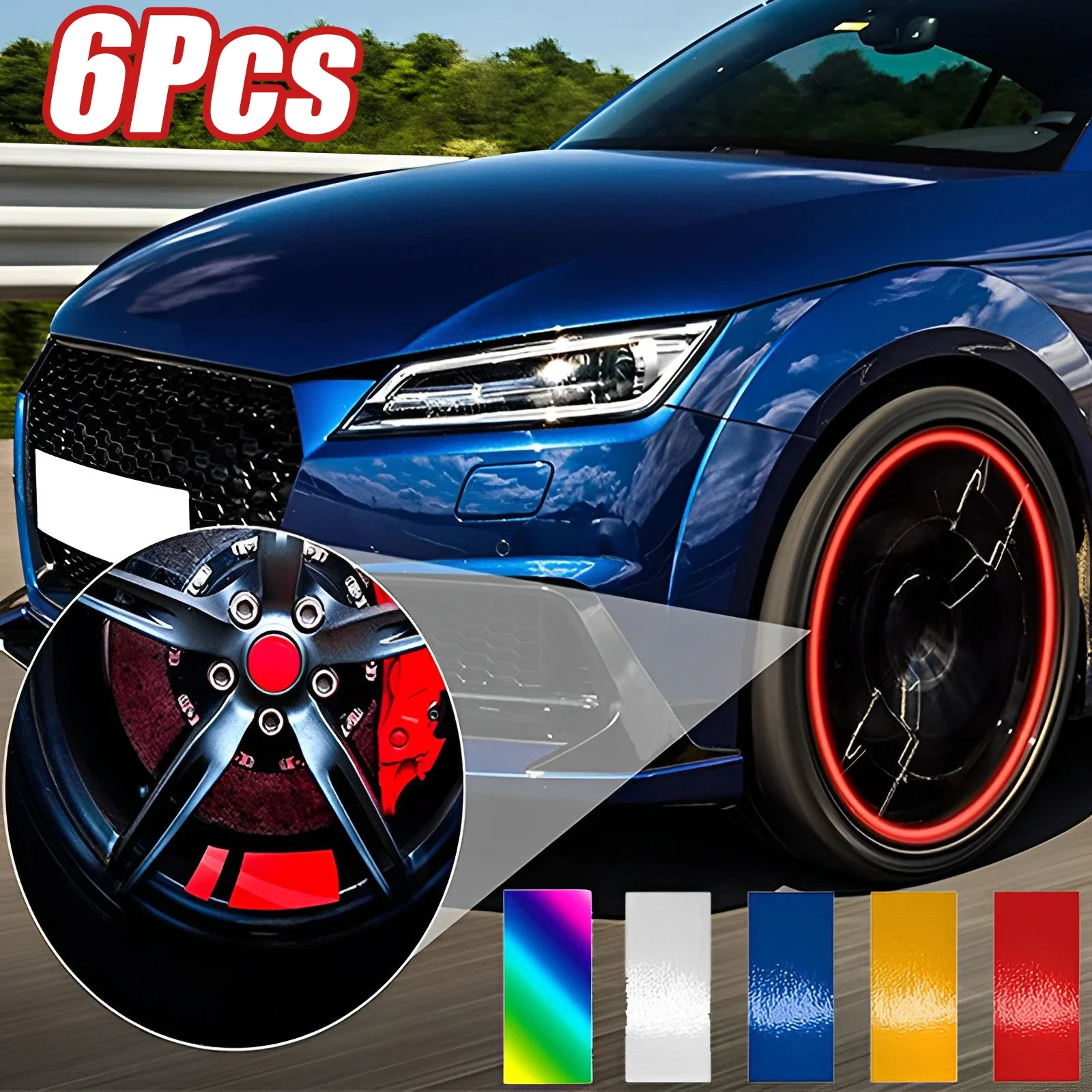 

6Pcs Reflective Car Wheel Rim Stickers Car Styling Stickers Mark Stripe Racing Wheel Hub Vinyl Warning Decals Auto Accessories