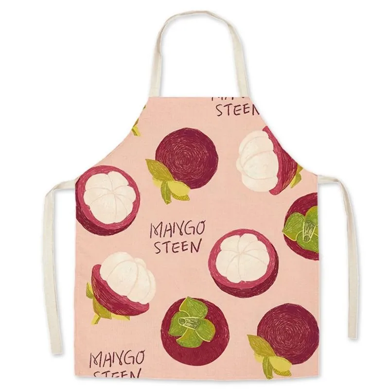 New style small fresh fruit linen fabric sleeveless apron kitchen cooking baking bib home cleaning apron 68x55cm