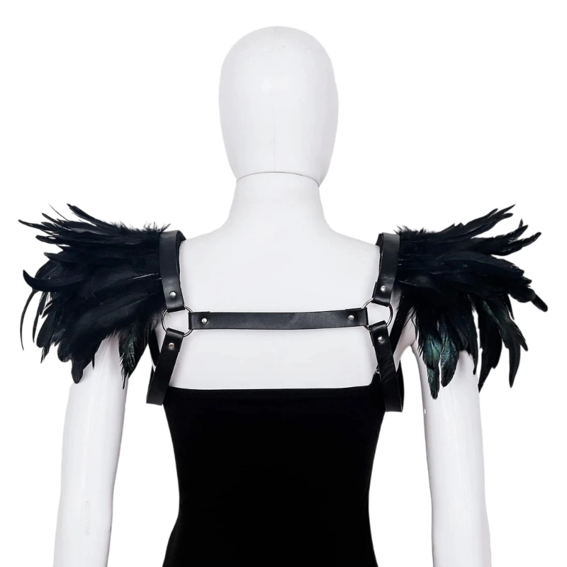 고딕 중세 깃털 목도리 숄더 볼레로 숄더 랩 케이프 할로윈 파티 코스프레 드레싱 파티 무대 쇼